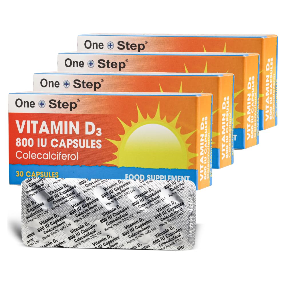 One Step | Vitamin D 800IU | Colecalciferol Capsules | Vitamin D Supplements for Women & Men (120 Capsules)