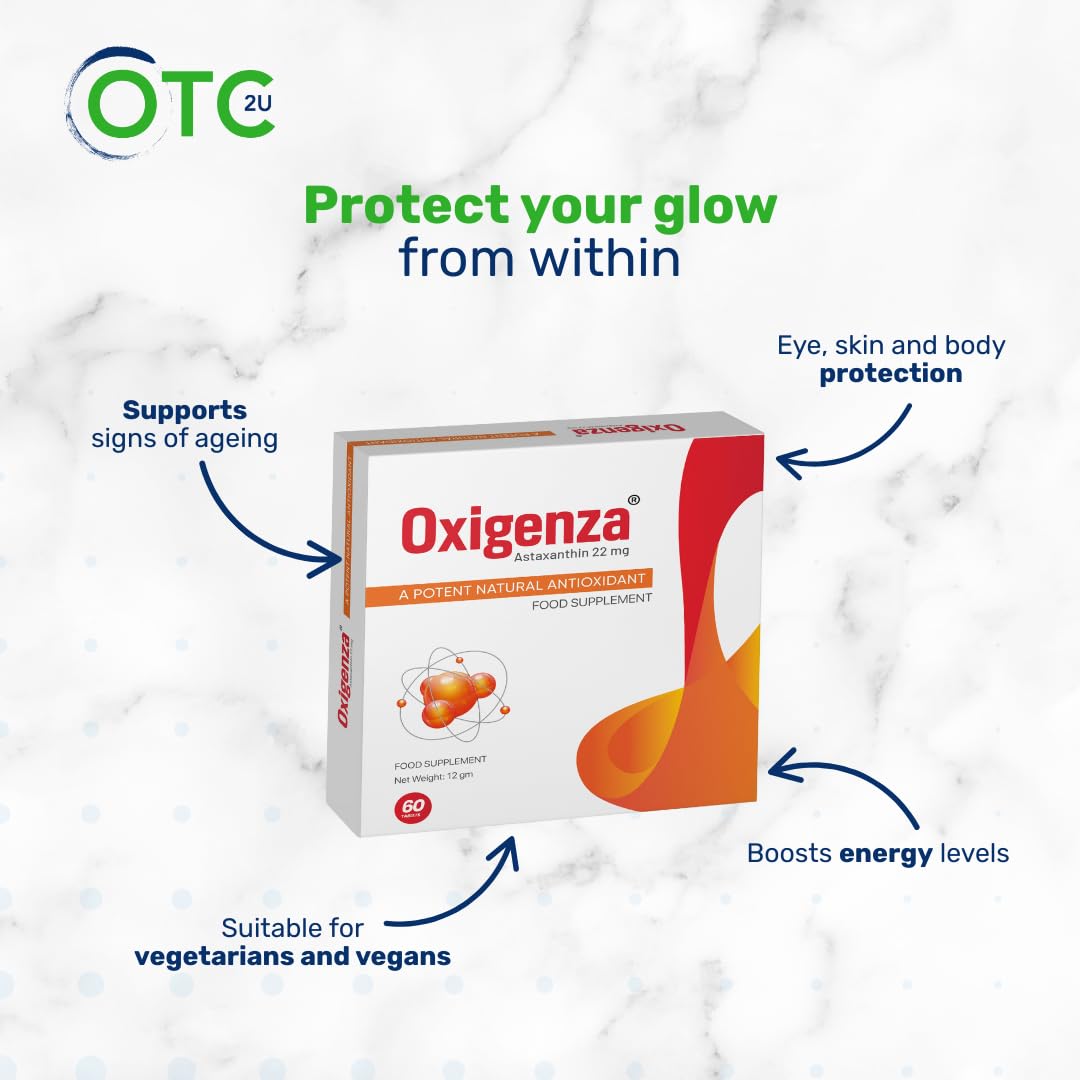 Oxigenza Astaxanthin 22mg - 60 Tablets – Premium Antioxidant Support for Skin, Eyes & Vitality