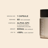Simple Science Alpha GPC 600mg in One Capsule | 60 Capsules = 60 True Servings | Lab Tested Choline Supplement | Nootropic for Focus, Memory and Cognitive Function | Made in the UK