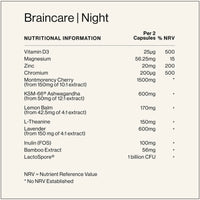 Noops Nootropics Brain Care Night for Mood, Calm & Relaxation with Ashwagandha KSM-66, L-Theanine, Montmorency Cherry, Magnesium, Lemon Balm & Lavender Supplement Complex, 60 Capsules
