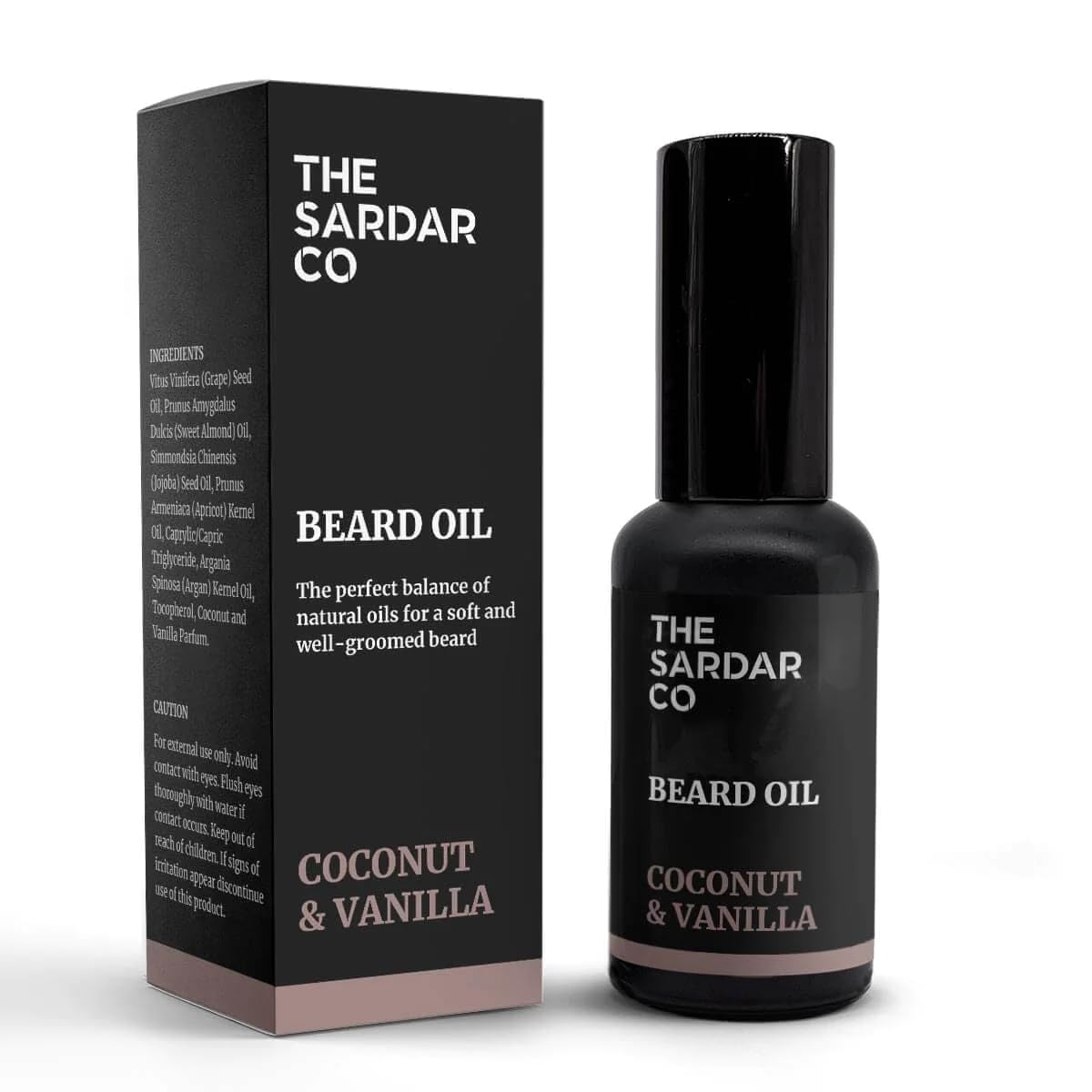 The Sardar Co THE SARDAR CO Coconut & Vanilla Beard Oil – Deep Hydration & Conditioning – Organic Argan & Jojoba for Growth, Softness & Nourishment – Lightweight, Non-Greasy Formula – 30ml