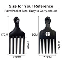 ZEROKIWI Professional Afro Pick Comb, Detangling Hairdressing Afro Braiding Rake Comb for Wig Natural African Thick Curly Long Short Hairstyling Men Women Barber Salon Hairstylist Tools (AB)
