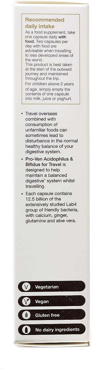 Proven Probiotics Acidophilus and Bifidus for Travellers Capsules - Pack of 14