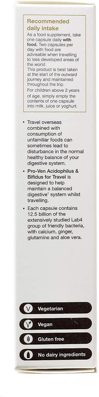 Proven Probiotics Acidophilus and Bifidus for Travellers Capsules - Pack of 14