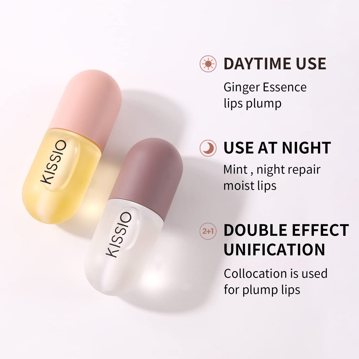 KISSIO Lip Plumper Set,Natural Lip Plumpers and Care,Lips Gloss,Moisturizing Day and Night,4PCS Lips Plumper,Cruelty Free(Clear, 4pcs)