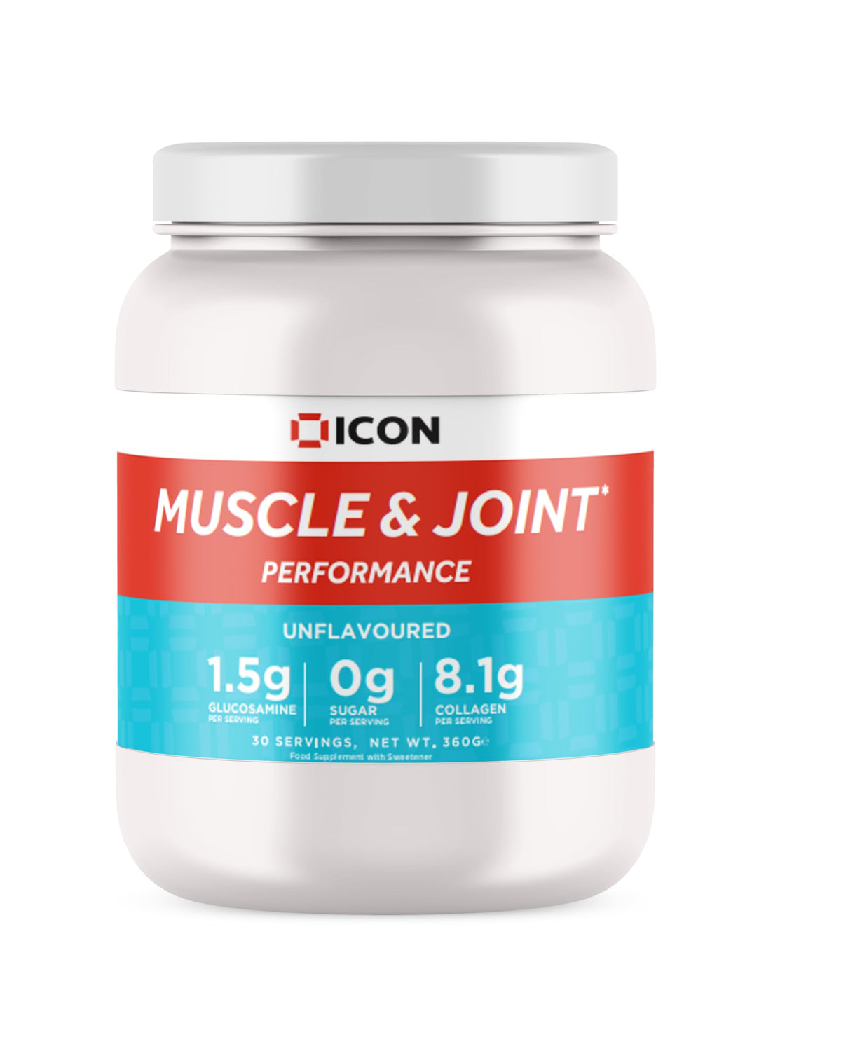 ICON Nutrition Muscle & Joint Performance Powder - Unflavoured, Mix with Your Favourite Drink, Supports Joint Health, Muscle Recovery & Bone Strength – 30 Servings, 360g