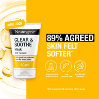 Neutrogena Clear and Soothe Clay Mask (1x 50ml), Gently Cleansing and Calming Face Mask for Spot-prone and Sensitive Skin, Formulated with Turmeric