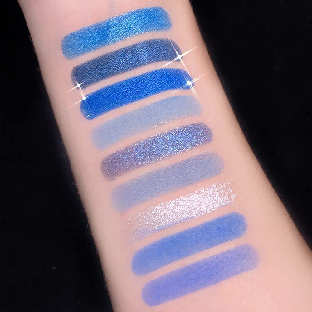 Blue Eyeshadow Palette, Glitter Eye shadow Makeup,Navy Blue Eyeshadow Shiny Sparkle Shimmer Waterproof Pallete,Royal Blue Glitter Eye Eyeshadow Make Up (Blue)