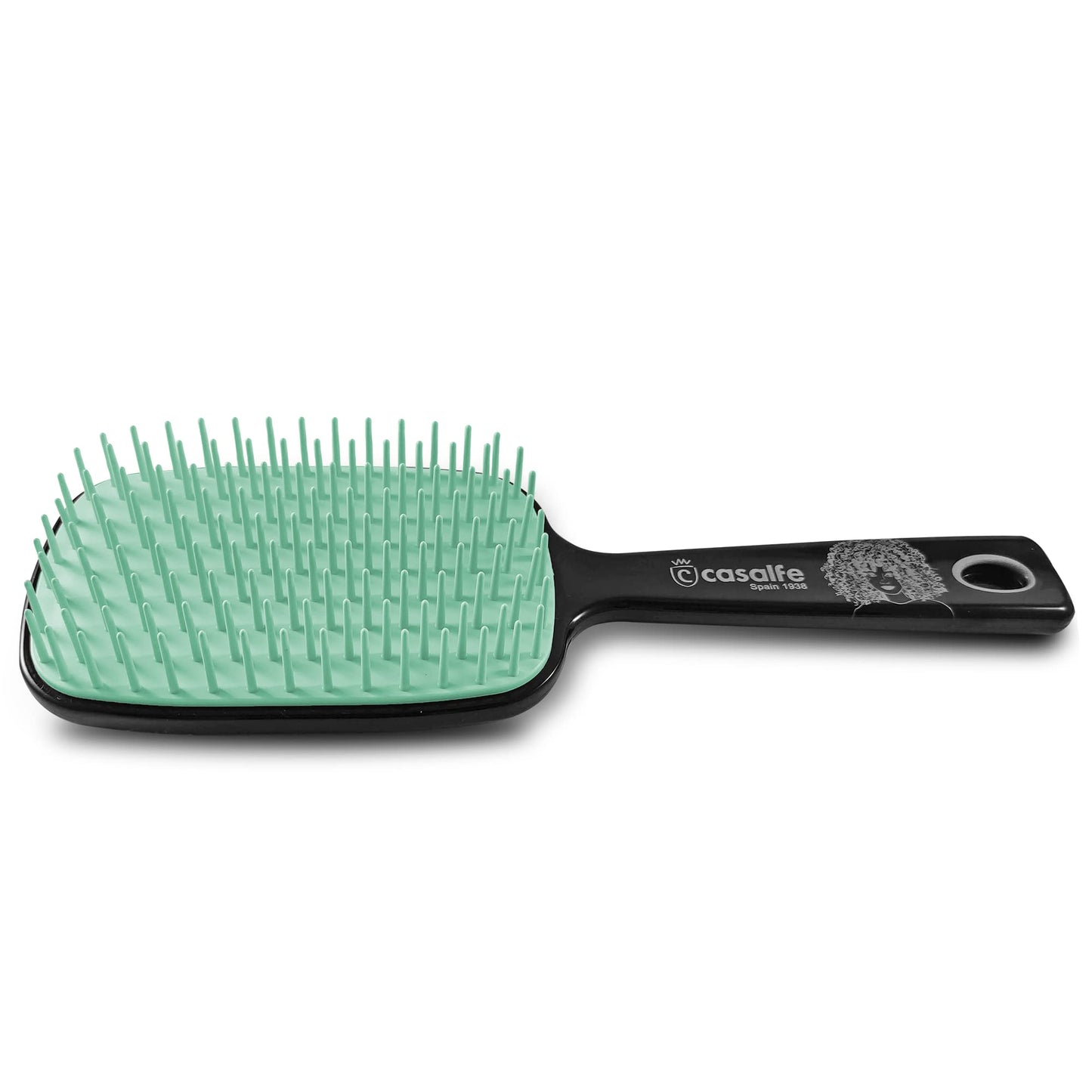 Casalfe XL Hair Brush Detangles No Pull Curly Hair - Flexible Tines That Will Not Break Hair - Curly Method Suitable for Unisex Adults - Black & Pastel Green