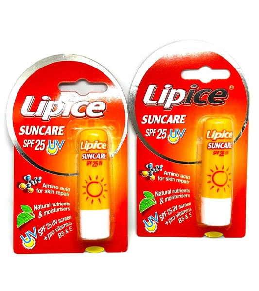 Lipice Suncare SPF 25 UV Lip Balm with Amino Acid, Natural Nutrients, Vitamins B5 & E