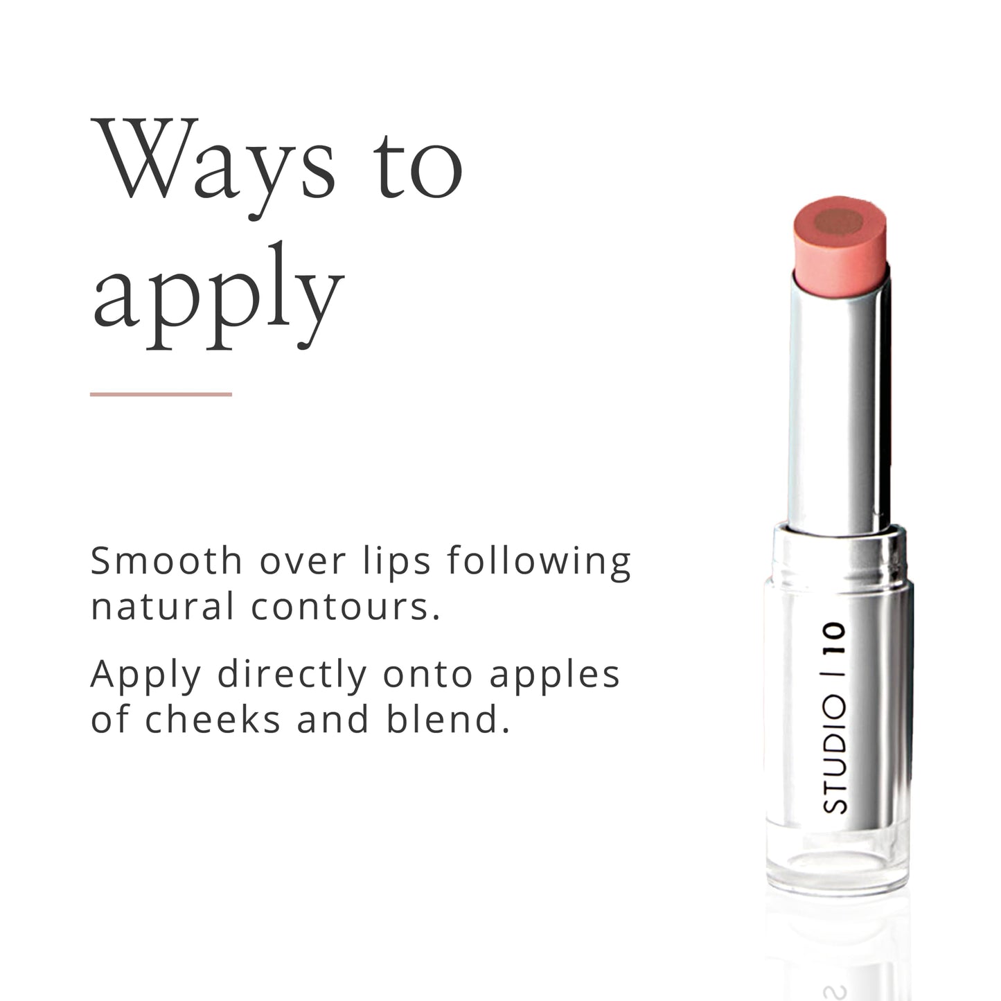 Studio 10 Wake Up & Glow Blush Stick - Long Lasting Lip & Cheek Tint for Lightweight Blush Colour - Cream Blusher for Mature Skin - with Hydrating Hyaluronic Acid Core (Shade - Poppy)