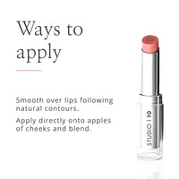 Studio 10 Wake Up & Glow Blush Stick - Long Lasting Lip & Cheek Tint for Lightweight Blush Colour - Cream Blusher for Mature Skin - with Hydrating Hyaluronic Acid Core (Shade - Poppy)