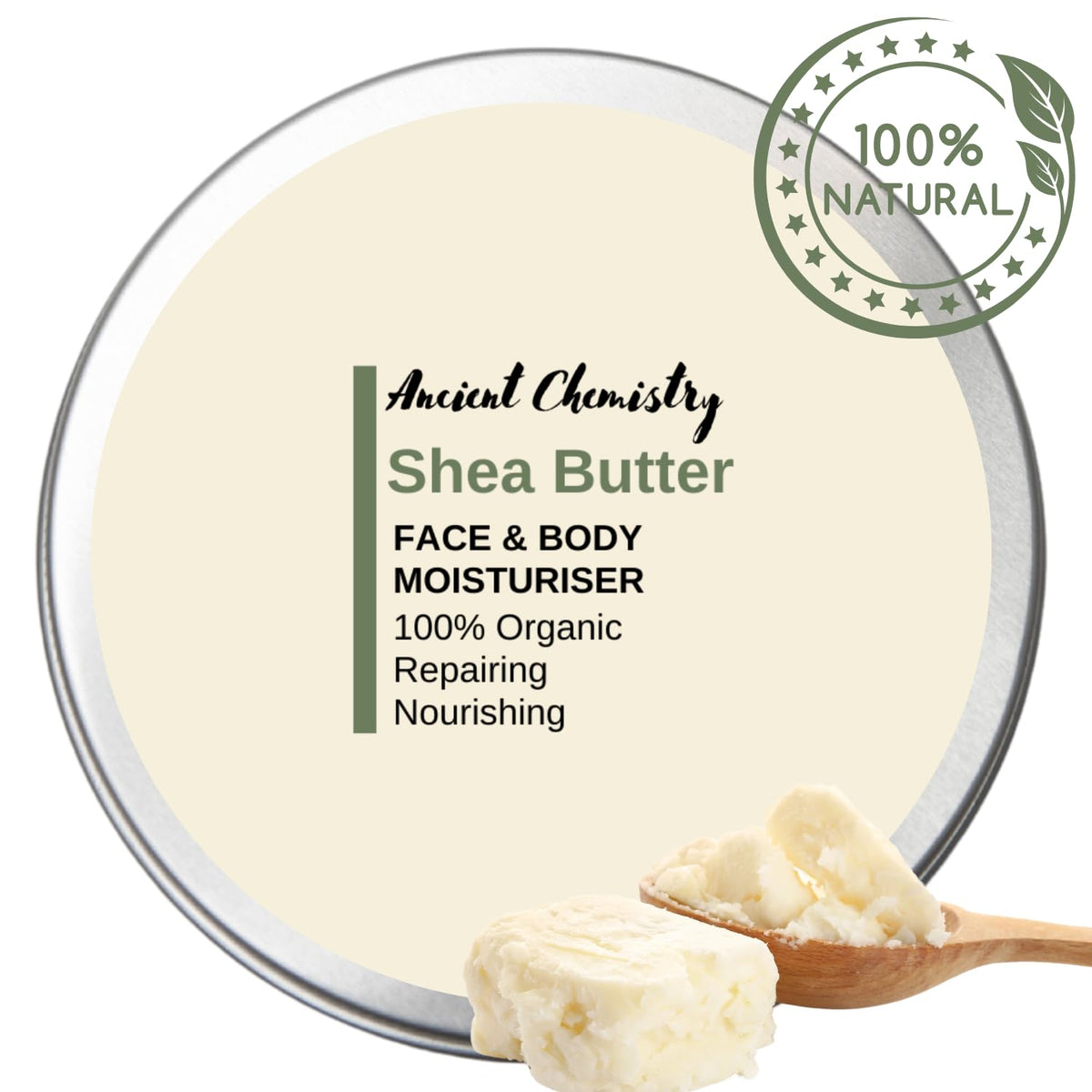 Ancient Chemistry 200ML Organic Shea Butter Moisturizer – 100% Pure and natural – Deep Moisturizing Body Butter for Dry Skin, Stretch Marks, Hair Care, and Anti-Aging
