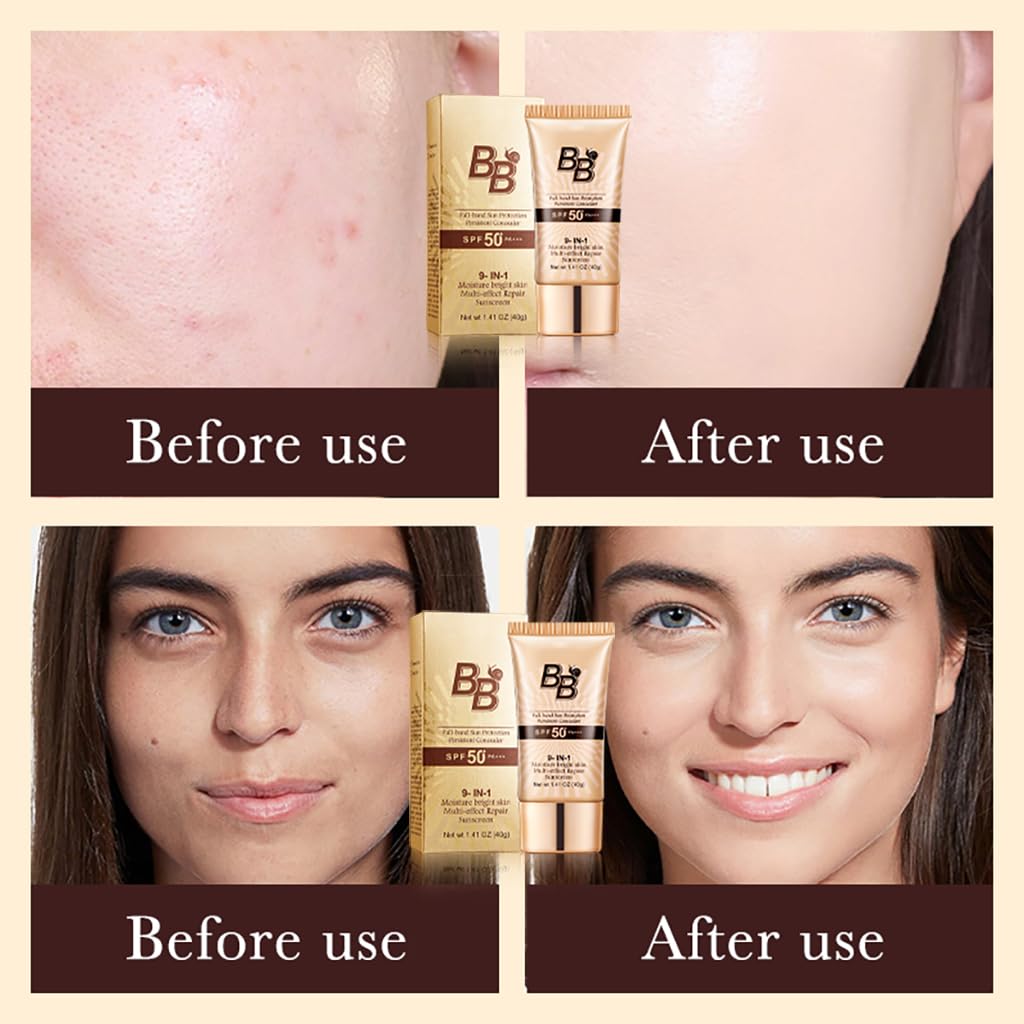 FPNNZ BB Cream SPF 50 face moisturiser – Snail Tinted Moisturiser with High Coverage, Hydrating Face Sun Cream for Women, Anti-Aging & Colour Correcting, Foundation for Mature skin 40g