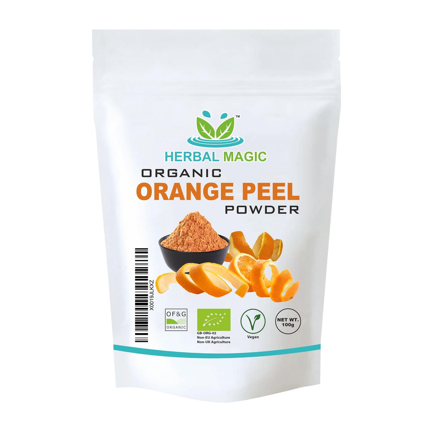 Herbal Magic's Pure and Organic Orange Peel Powder - Natural Hair Skin Face Mask - Free from Fillers & Preservatives - Premium Quality-100g