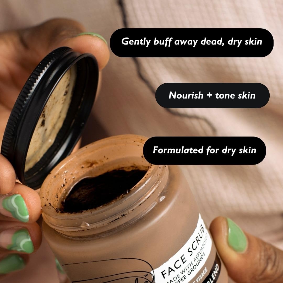 UPCIRCLE UpCircle Coffee Face Scrub - Citrus Blend For Normal + Dry Skin 100ml - Shea Butter, Coconut + Rosehip Oil - Natural, Vegan Face Exfoliator For Soft, Smooth Skin