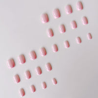 Ironbloomy 24Pcs Square False Nails Short - Pink Edge French Press on Nails - Fake nails with Glue - Stick on Nails French Tip - Full Cover Acrylic False Nails & Accessories Nails Art for Women