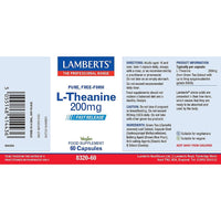 Lamberts L-Theanine Capsules – 200mg Pure L-Theanine from Green Tea – Suitable for Vegans– 60 Vegan Capsules