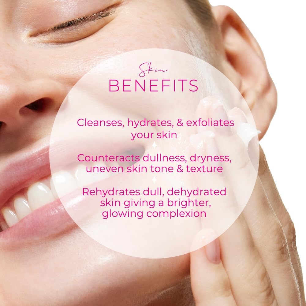 Ella & Jo Brighten & Glow Hydrating Exfoliating Cleanser - Gentle Daily Face Exfoliator with Pumpkin Enzyme, Vitamin A, E, and Omega 6 for a Brighter, Glowing, Hydrated, and Smoother Appearance