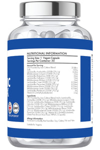 Pure: Vitality Pure:Vitality Probiotics Complex Capsules - 1 Month Supply / 30 Vegan Capsules - 30 Billion CFU - GMP HACCP UK Certified Manufacturer - PRE/PROBIOTICS for Men and Women