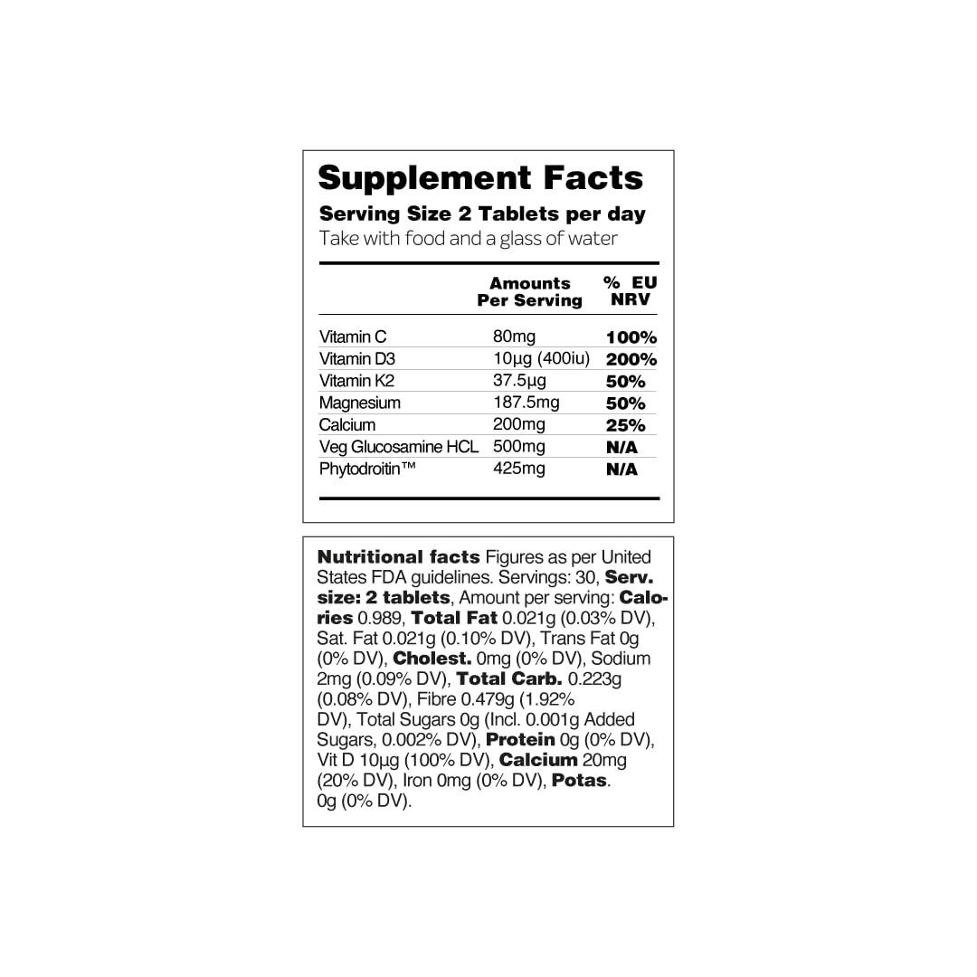 Vegetology Bone Care | Glucosamine & Phytodroitin™ - Vegan Alternative to Chondroitin | Sustainably Sourced | for Jointcare & Bone Support | Suitable for Allergies & Vegans | Made in UK