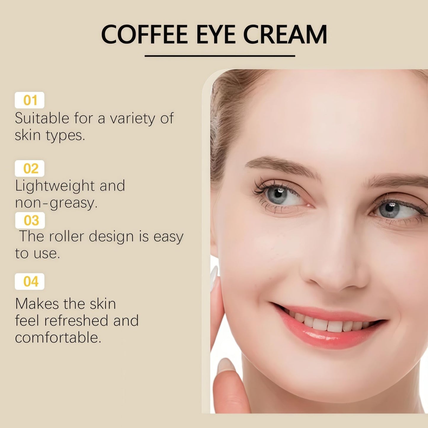 Caffeine Eye Serum,Eye Serum for Dark Circles and Puffiness,Hyaluronic Acid under E/ye Cream,E/ye Cream with 360。Ey/e Roller Massage Ball,Ey/e C/ream Anti Aging,E-ye S/erum,E-ye C/ream for Wrinkles