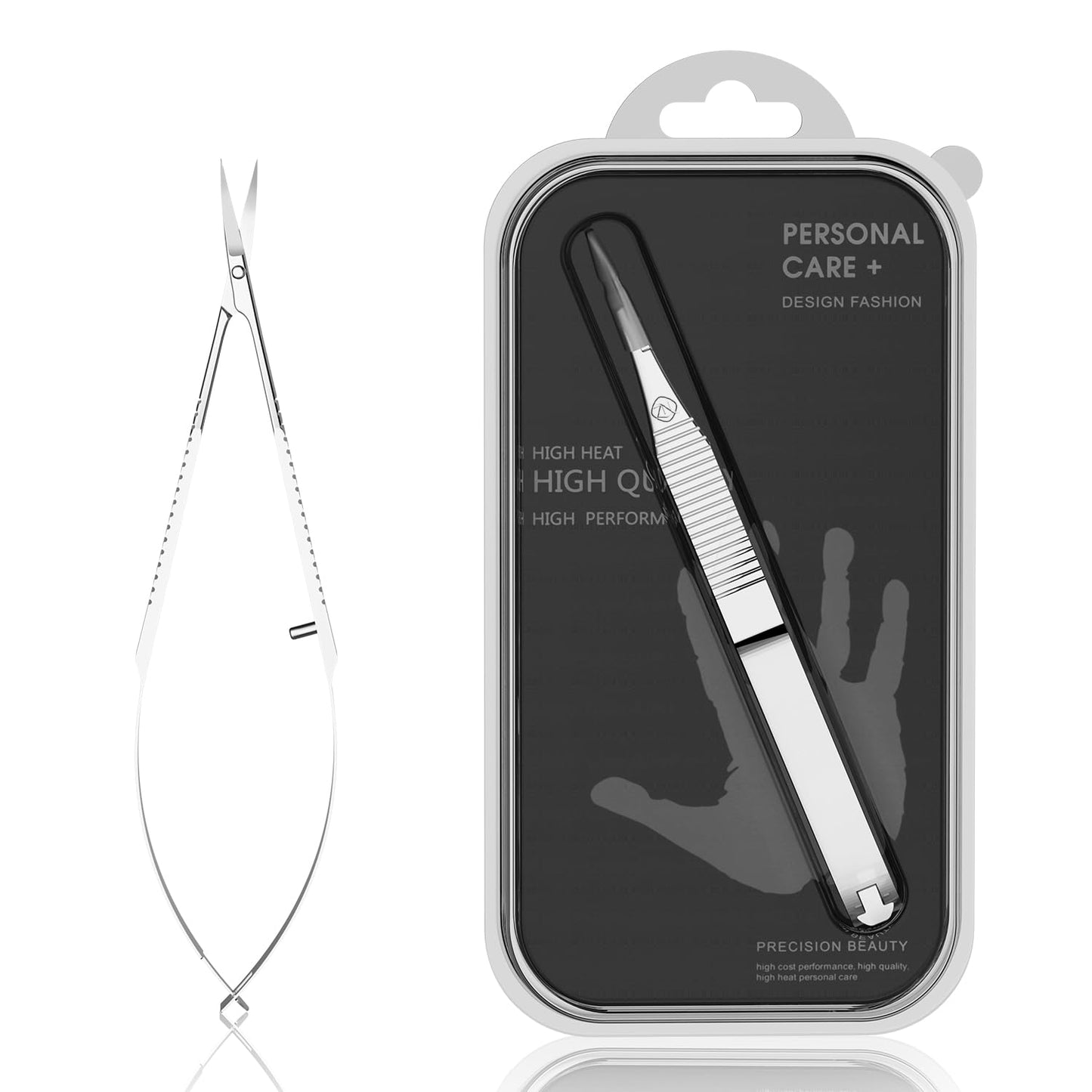 ZIZZON Cuticle Scissors Extra Fine Curved Professional Precise Pointed Tip Grooming kit for Eyebrow, Eyelash, Trim Nail and Dry Skin