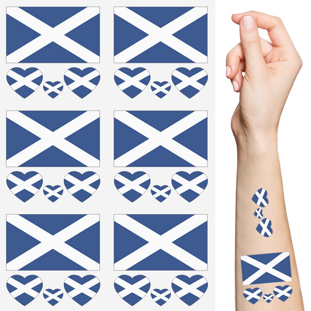 Kelamayi Scotland Flag Temporary Tattoos,10 Sheets National Flag Face Tattoo Stickers for World Cup European Cup International Competitions