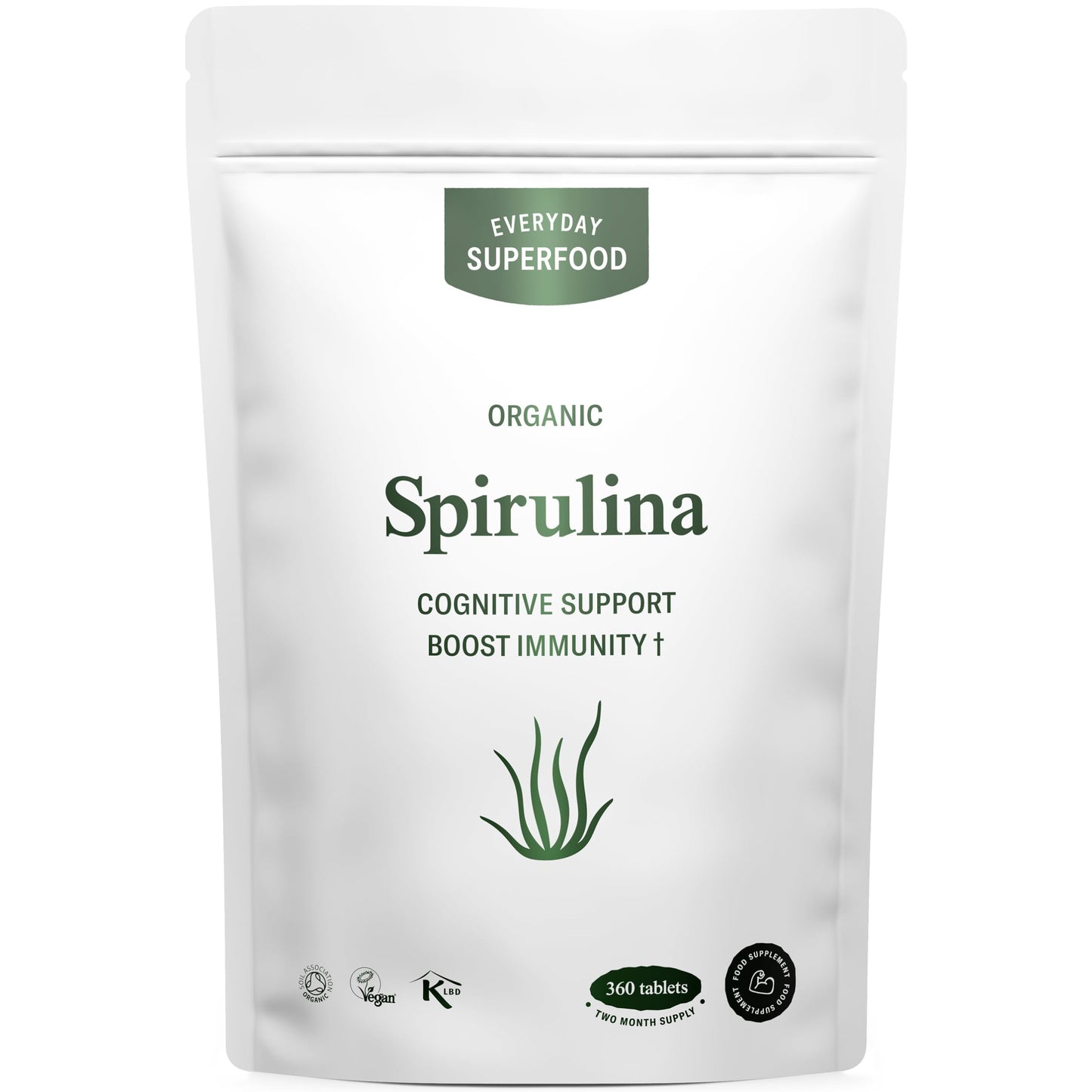 Everyday Superfood Organic Spirulina Tablets (360 Tablets) Raw Cold Pressed Spirulina Algae Certified Vegan & Kosher