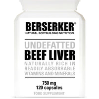 BERSERKER Supplements Berserker Desiccated Beef Liver Supplement 750mg per Capsule 120 Capsules, Un-defatted to Provide Full Absorption of Naturally Occurring Vitamins and Minerals Found in Beef Liver | Made in The UK
