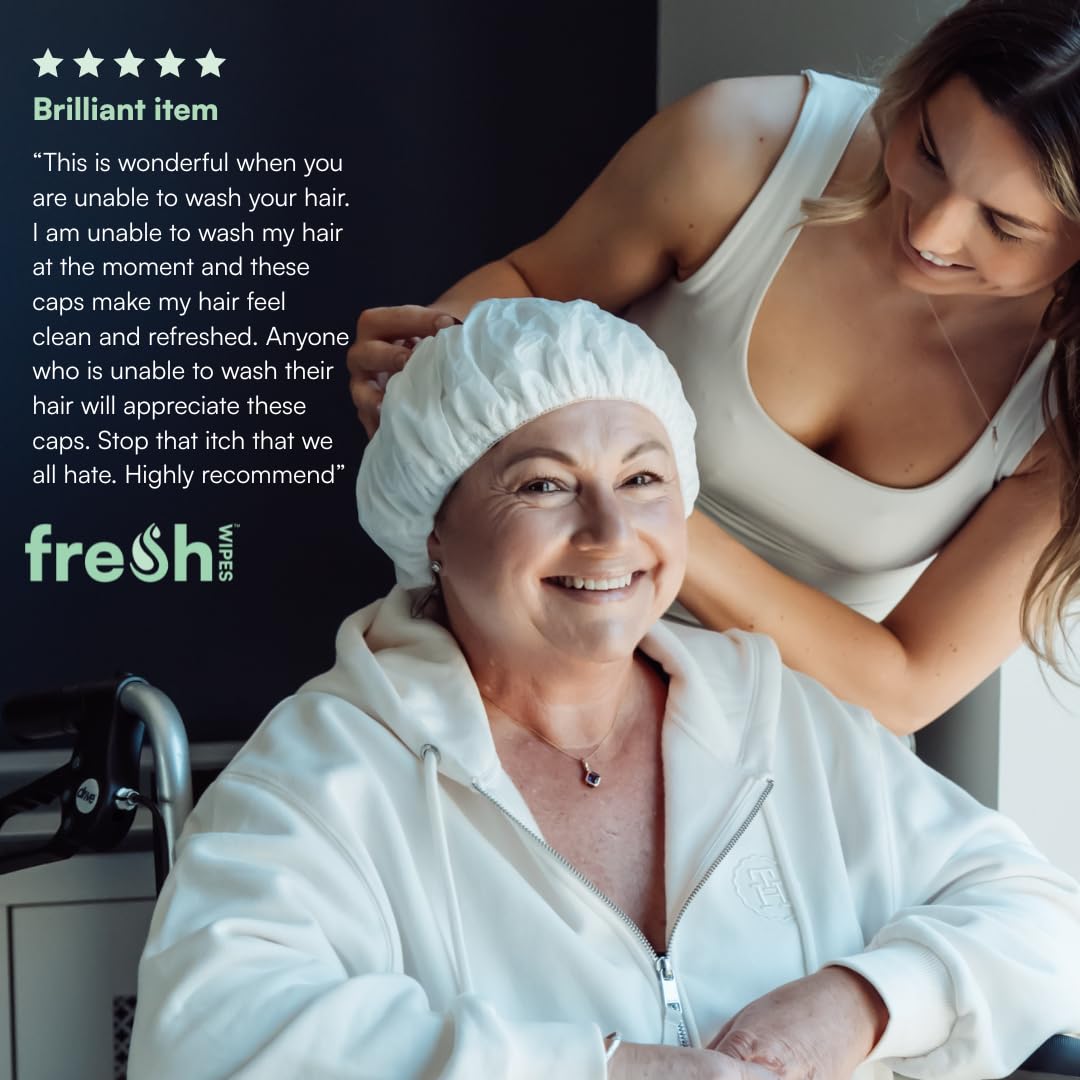 FRE SHWIPES FreshWipes Ocean Fresh Shampoo Cap Pack of 1 - No Rinse for Elderly or Disabled - Cleanses & Conditions for No Shower Access, Camping & Festival Use - Dermatologically Tested