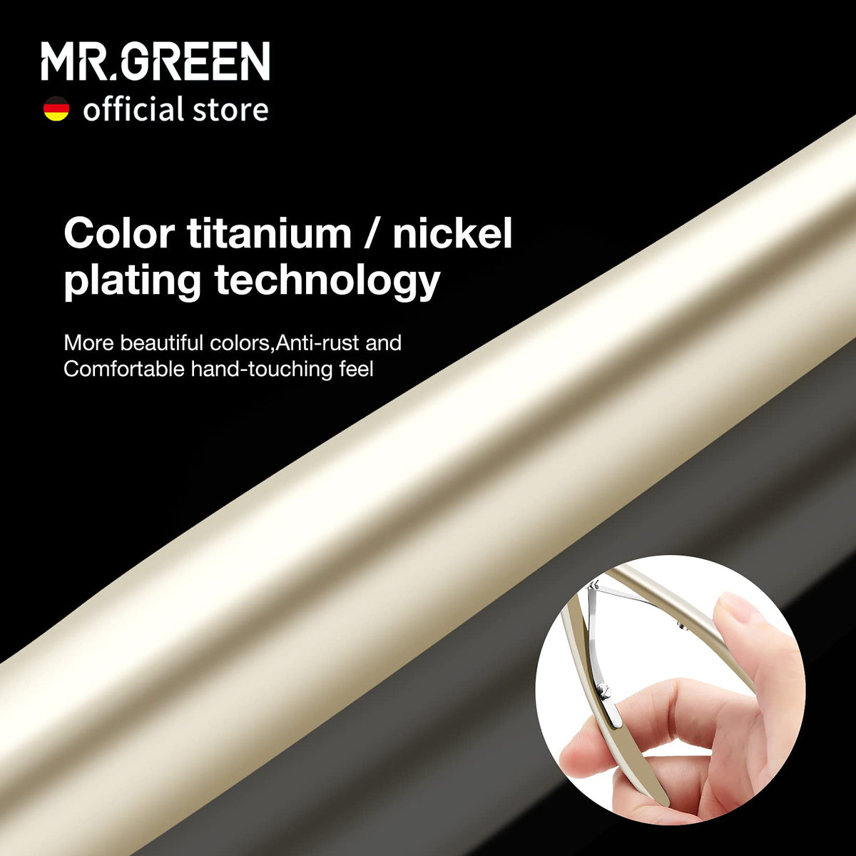 MR.GREEN Cuticle Scissors, Stainless Steel Sharp Cuticle Nippers with Pusher for Salon and Home Manicure & Pedicure Set (Nickel Pearl + Pusher)
