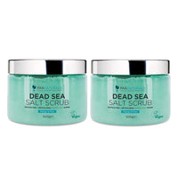 PraNaturals Dead Sea Salt Scrub, 100% Nourishing & Exfoliating, Mineral Rich Smooths Brightens & Moisturizes Skin, Enriched with Mango & Kiwi Scent (2x 500g)