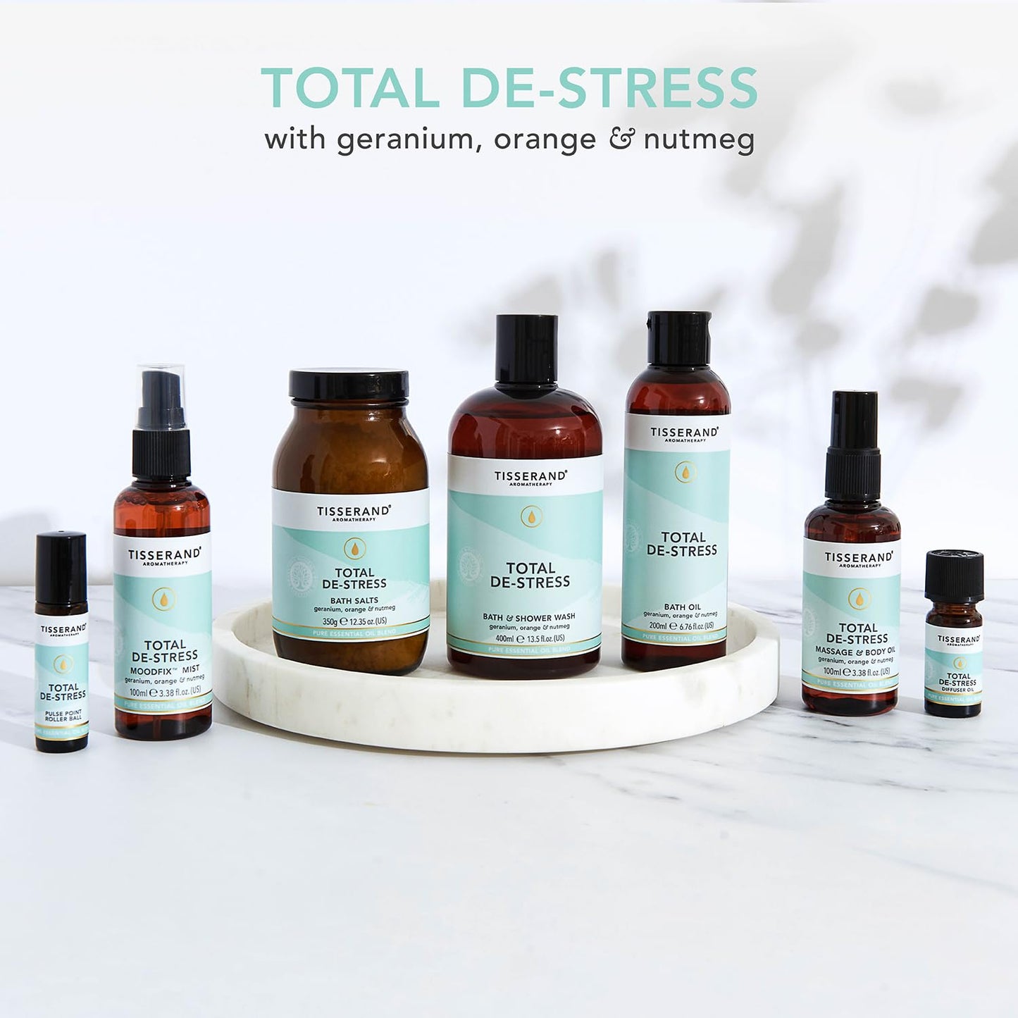 Tisserand - Total De-Stress - Massage & Body Oil - Orange, Geranium, Nutmeg Essential Oil - 100% Natural Pure Essential Oils - 100ml