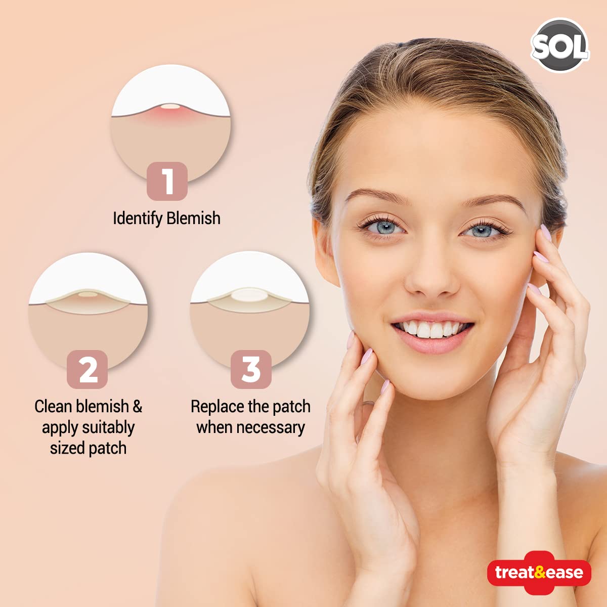 36pk Spot & Cold Sore Patches | 12pcs 8mm & 24pcs 12mm Skin Care Pimple Patches | Acne Patch Hydrocolloid Patches | Face Care Spot Patches | Pimple Patch Acne Patches Hydrocolloid Patch + SOL Sticker