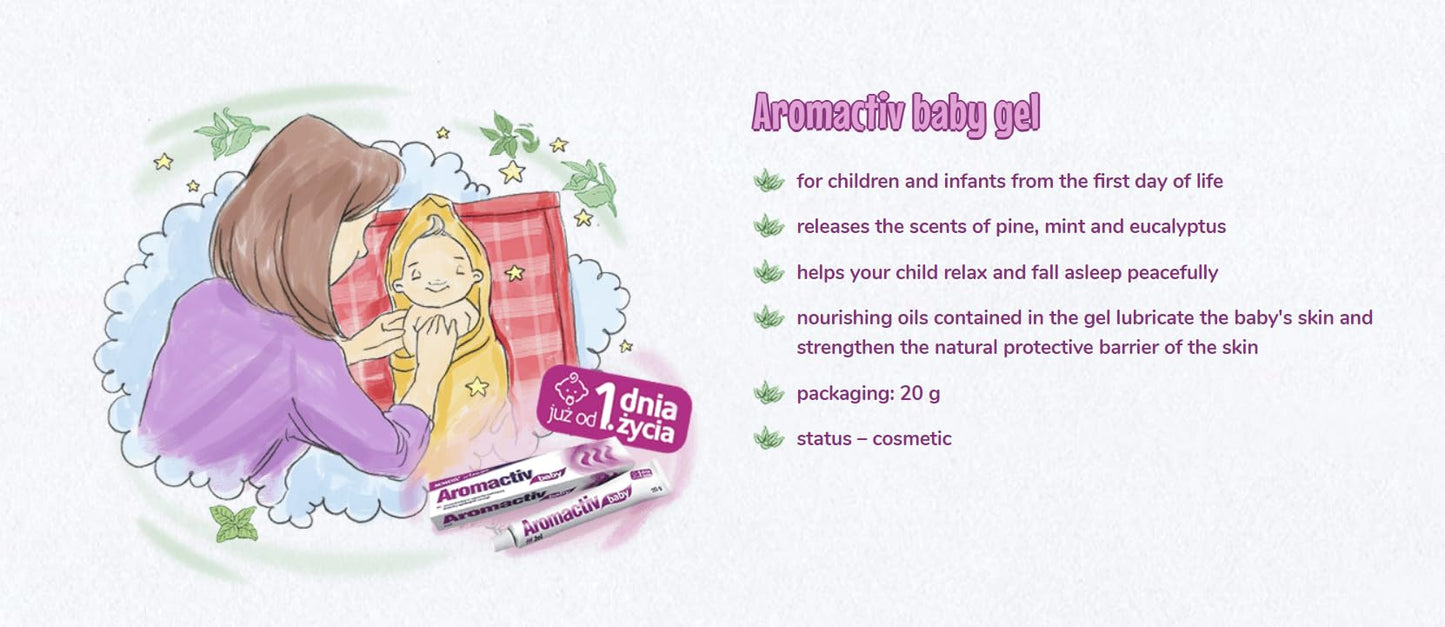 AROMACTIV Baby gel - 20 g - helps you fall asleep and soothes irritation, it is recommended for the care of children's skin from the first day of life.