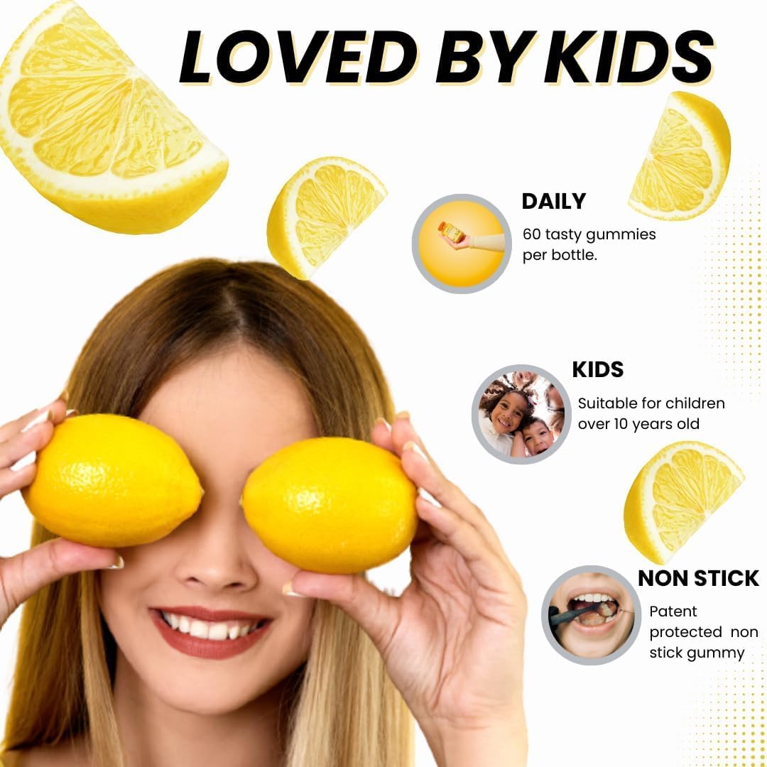 SunVit-D3 Sunvit-D3 Lemon Vitamin D3 Gummies 1,000IU - Vitamin d Gummies for Adults & Menopausal Women | Alleviating Back & Muscle Discomfort | Chewable & Calcium Vitamin D Gummies Suitable for Ages 11 & Above