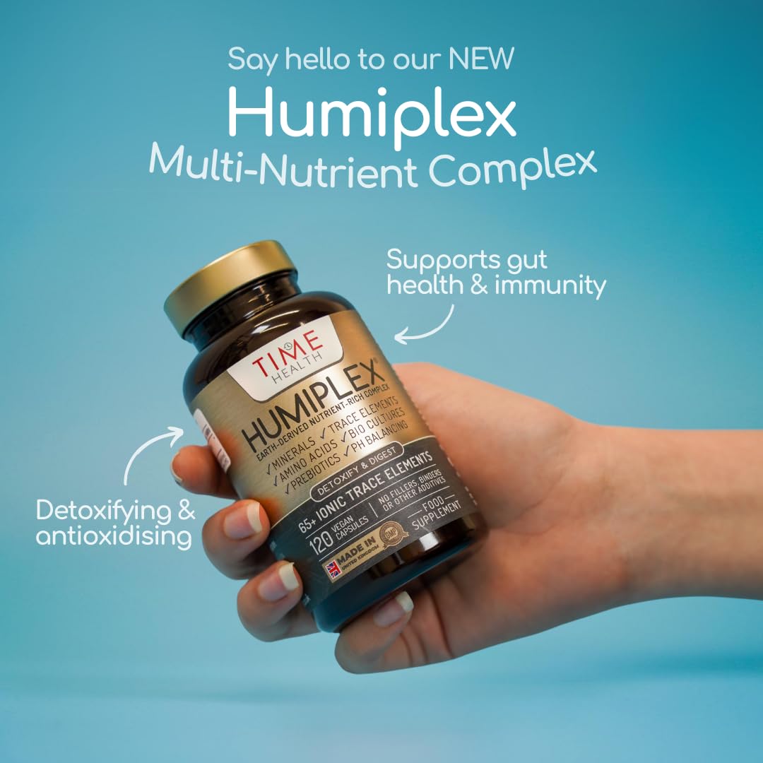 Time Health Humiplex™ - Humic Multi-Nutrient Complex - Minerals, Trace Elements, Amino Acids, Probiotics & Prebiotics - pH Balance, Detox & Digestion - UK Made - Zero Additives - Vegan - 120 Capsules