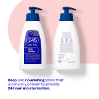 E45 Rich Skin Lotion 400 ml – E45 Moisturising Lotion with Evening Primrose Oil – Lightweight Body Lotion for Dry and Sensitive Skin – Long-Lasting Moisturisation for Soft and Supple Skin