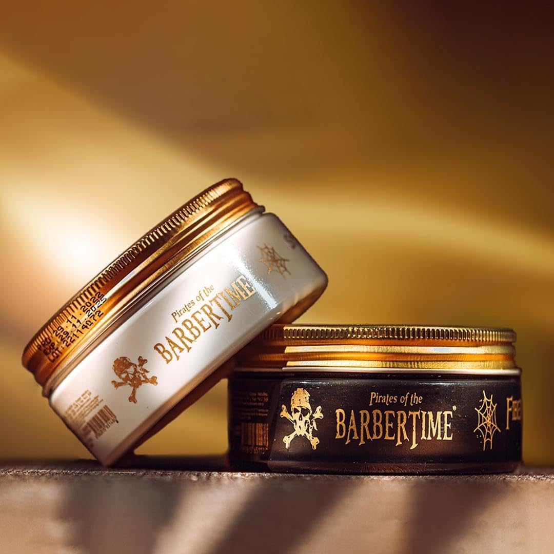 BARBERTIME Hair Styling Fiber Wax | Black Fiber Pomade Shine Look | Long Lasting Formula Strong Hold 150 ml