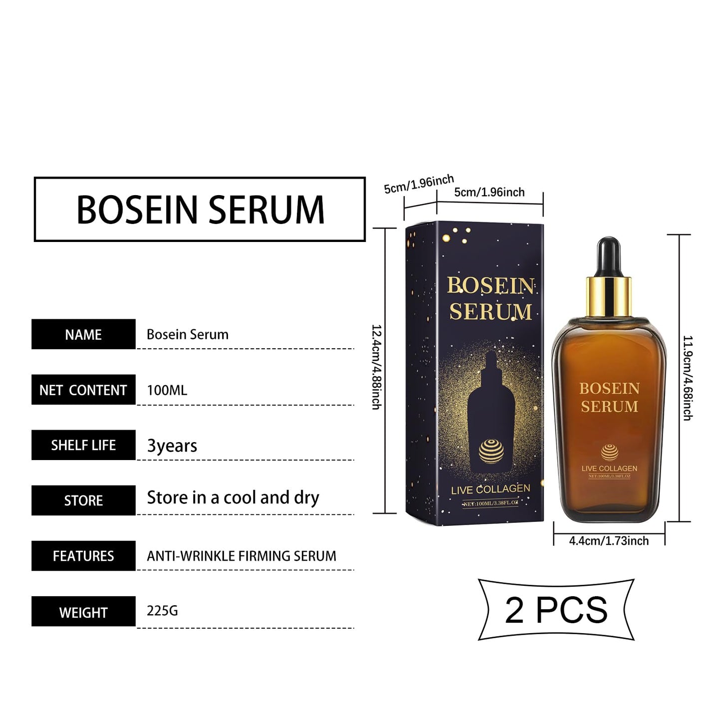 Bosein Serum Face Serum, Facial Serum Face Lotion Helps to Improve Skin Moisturisation and Hydration to Enhance Skin Texture, Radiance and Refinement