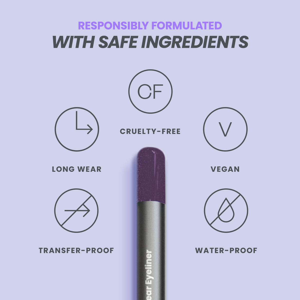 Wonderskin 1440 Longwear Purple Eyeliner Pencil - Waterproof, Sharpenable Eyeliner Pencil and Smudge Proof Deep Purple Eye Liner Pencils (Eggplant)