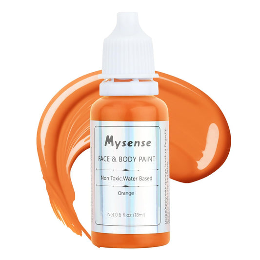 Mysense Orange Face Body Paint,Water Based Washable Face Paint,Non-toxic Cream Body Paint for Adults,Halloween Costume SFX Oompa Loompa Starfire Cosplay Pumpkin Makeup,0.6OZ (18ml)