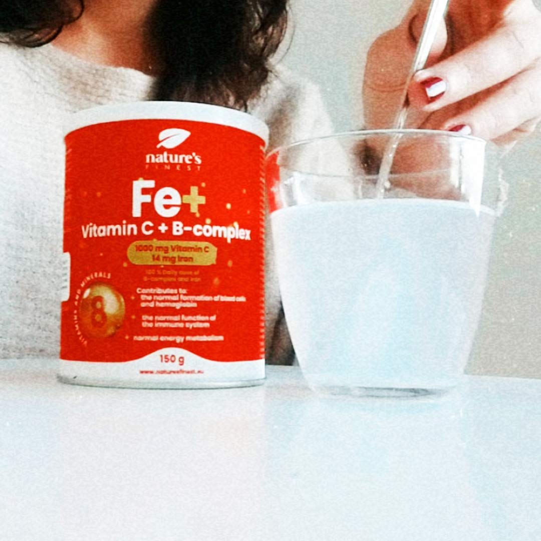 Nature's Finest by Nutrisslim Nature's Finest Fe+ | 14mg of Iron per Serving | 1000mg of Vitamin C per Serving | 100% Daily dose of B-Complex and Iron | No Sugar | Delicious Taste