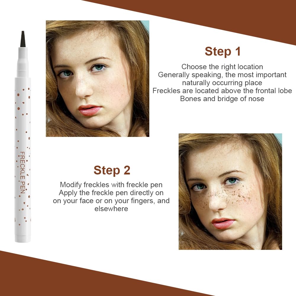 LOPHE Natural Freckle Pen for Face, Ultra-Fine Tip Realistic Freckles Makeup, Waterproof & Long-Lasting, Easy to Use & Remove, Coffee Brown (Slim Barrel), 1 Pc