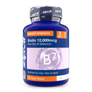 Zipvit Biotin Hair Skin & Nails Complex with Zinc & Selenium 12000mcg, 180 Vegan Tablets, High Strength Biotin for Men and Women