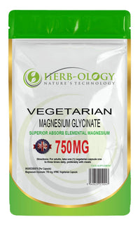 Herb-ology.co.uk Nature's Technology Herb-Ology Magnesium Glycinate Capsules | 120 Vegan Capsules | Magnesium Supplements | 750mg per Capsule | Highly Bioavailable, Dairy Free & Manufactured in The UK
