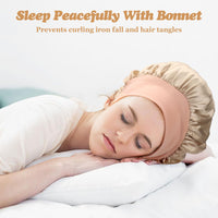 WALLFID 3Pcs Overnight No Heat Hair Curls,with Square Head Scarf for Women,Jumbo Flexi Rods for Long Hair,Heatless Curling Set for Hair Wrapping and Sleeping at Night (Bonnet,Champagne)