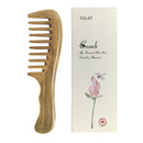 EQLEF Wide Tooth Comb for Curly & Thick Hair, Natural Green Sandalwood Wooden Detangling Comb with Handle Anti-Static Wooden Combs for Women & Men