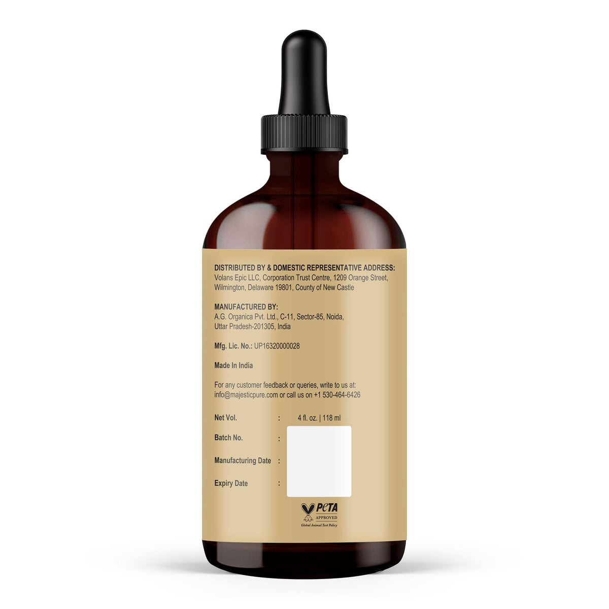 Majestic Pure MAJESTIC PURE Batana Oil for Hair Growth | Moisturizes Scalp & Hair | Nourishing & Volumizing | 100% Pure & Natural | PETA Certified | 4 Fl Oz